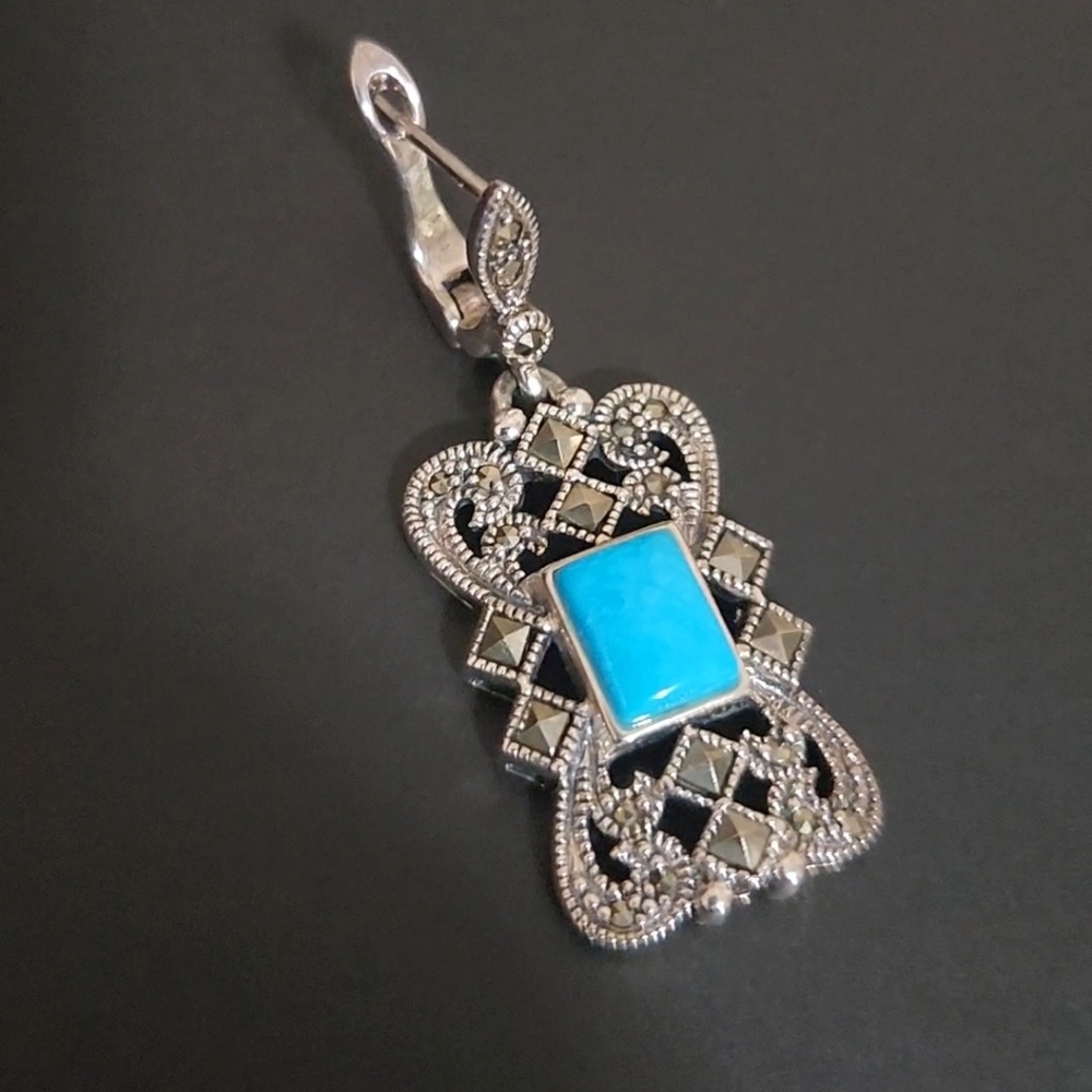 Sleeping Beauty Turquoise and Marcasites earrings